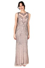 Formal Sweep Dress For Women| A-Line Beaded & Sequined Tulle Fabric Dress