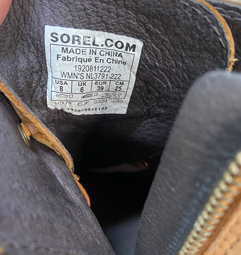 Sorel Joan Uptown Wedge Boots Women 8 Camel Brown Leather Ankle Bootie Lace Up - Picture 10 of 11
