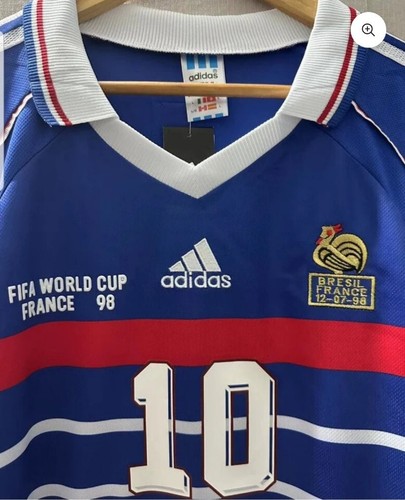 MAGLIA FRANCIA ZIDANE 10 CALCIO SHIRT S M L XL XXL FRANCIA 98 JERSEY ADIDAS - Picture 4 of 7