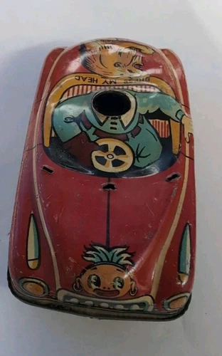 VTG NOMURA JAPAN TIN LITHO FRICTION TOY AFRICAN SAFARI HUNTER CAR Missing Driver