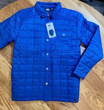Quiksilver Boys Blue Insulated Shirt Jacket L 14/16 Snap Zipper Collared