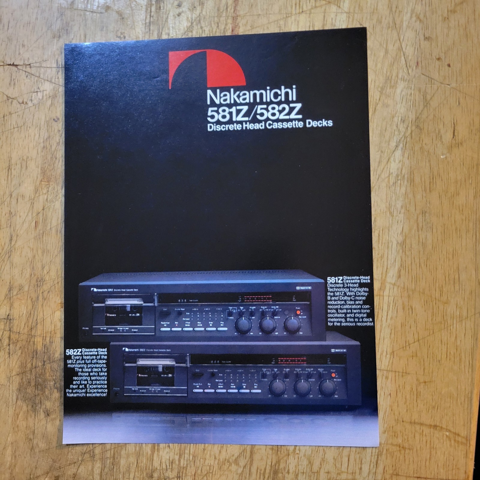 Vintage Original Nakamichi 582Z 581Z Brochure ~ VERY RARE