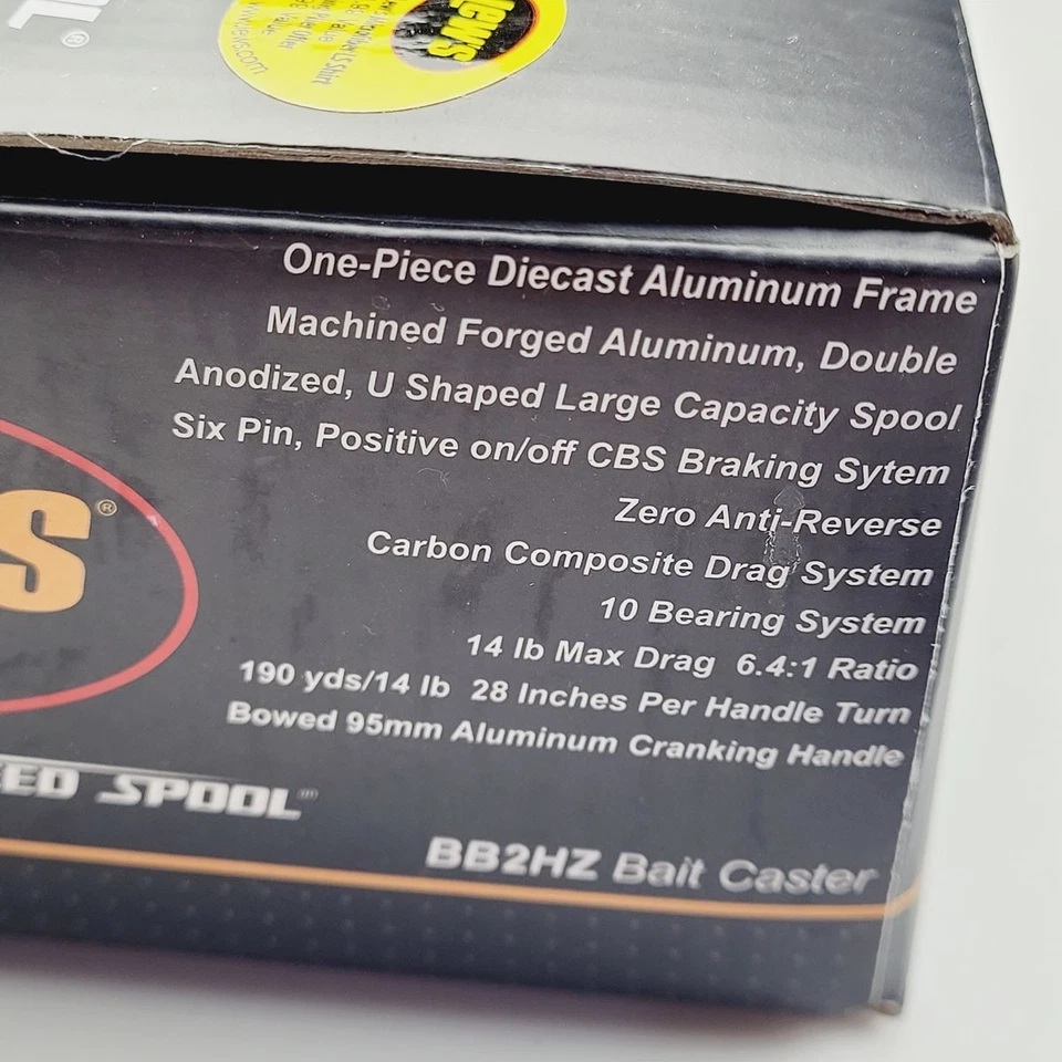 Carrete de baitcasting Lew's BB2HZ R/H 10BB 6,4:1 carrete de velocidad negro bajo en caja Foto 4 de 4