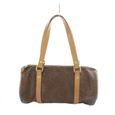 ETRO Mini Boston Handbag PVC Leather Paisley Pattern Tanned Leather Used