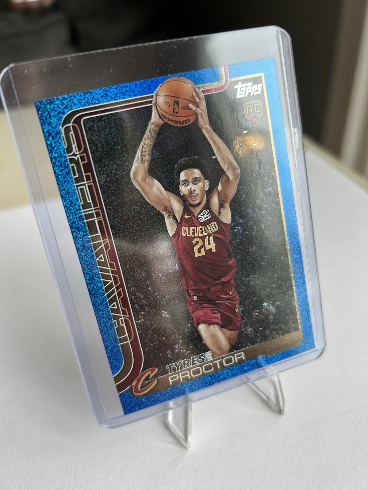 2025 Topps #250 Tyrese Proctor Blue Sand Glitter Foil Rookie Cavaliers SP RC