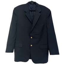 Jos A Bank Navy Single Breasted 2 Gold Button Sport Coat Signature Blazer 44R