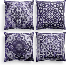 Purple Throw Pillow Covers - Flannel Purple Pillow Covers 18x18 Set of 4, Decora