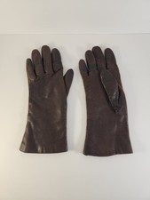 Vtg Brown Leather Gloves Fur Lined Made In Italy Women  s Size 7 As Is READ