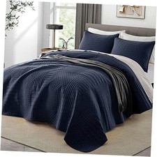 Navy Quilt Set Size 90"x96" - Summer Soft Full/Queen Navy - Patchwork
