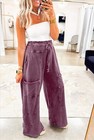Wild Ginger Mineral Wash Knot High Waist Raw Hem Pants
