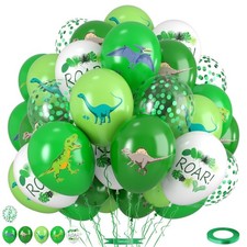 Globos de dinosaurio, 12 pulgadas fruta lima verde oscuro blanco globos de confeti con...