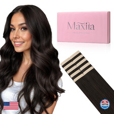 MAXITA 16" Dark Brown Remy Tape-in Human Hair Extensions 25g 10pcs