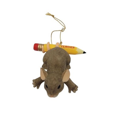 Charming Tails Your Just Write For Me Teacher Mouse Ornament With Pencil Design