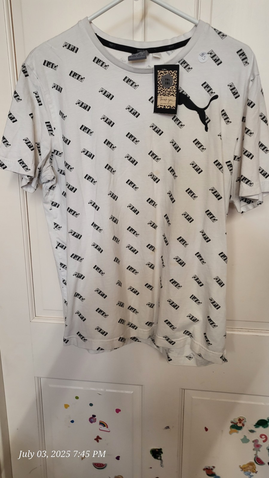 FILA T shirt Puma uomo taglia large logo all over spellout manica corta