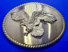 American Bald Eagle 3D Raised - Reflective Silver Tone Western Style Belt Buckle