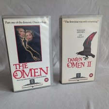 The Omen 1 + 2 videos VHS Cassette Small Box Horror Release bundle lot