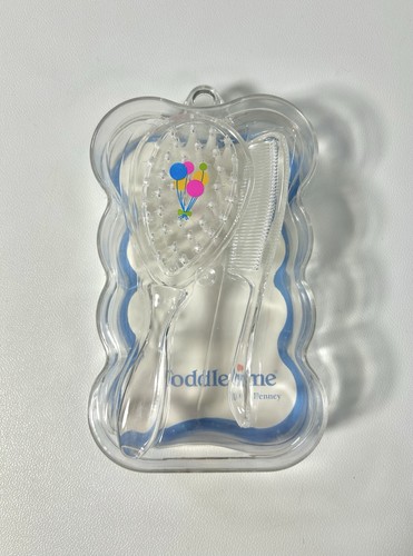Vintage Toddletime JCPenney Nylon Baby Brush & Comb Set Balloons Clear Infant