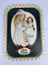 Vintage 1980 Christmas Metal Serving Tray "Holly" By Jan Hagara