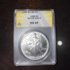 1989 American Silver Eagle ANACS GRADED MS 69 Very Clean Very Nice