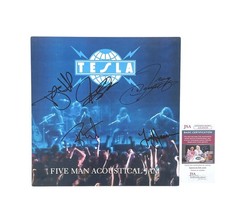 Tesla Band Signed Five Man Acoustical Jam Promo Poster All 5 Original Members 🔥