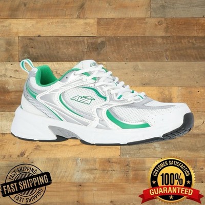 AVIA Women s Performance 5000 Athletic Sneakers White-Mesh w/Green Splash Sz 10W