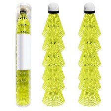 Nylon Badminton Shuttlecocks 12 Pack, Stable Flight, Sports Training, Yellow