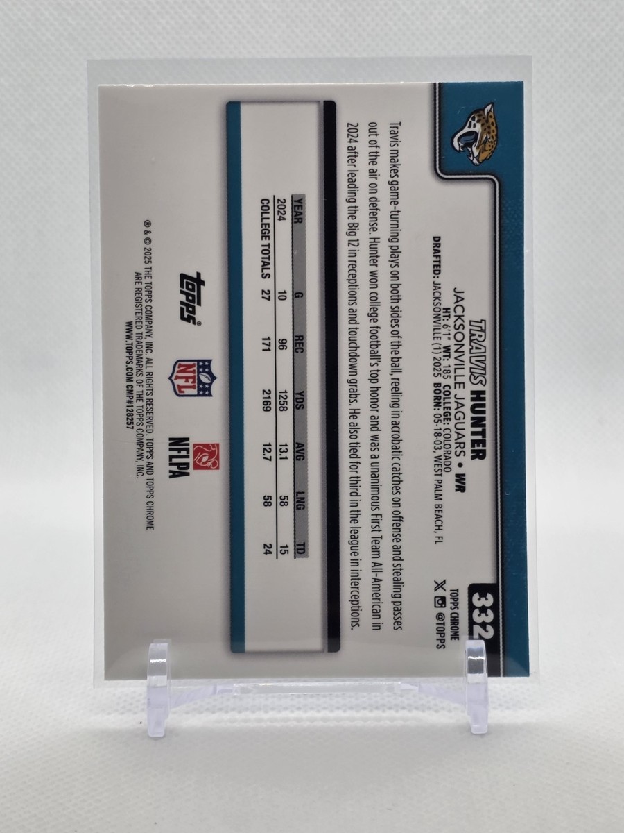 2025-26 Topps Chrome Football Travis Hunter #332 Pigskin Parallel