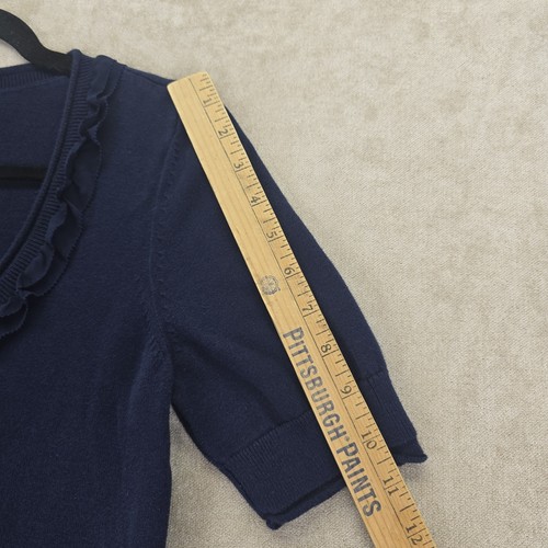 BANANA REPUBLIC Damski krótki rękaw Bawełna Marszczona Scoop Neck Granatowy Sweter M - Zdjęcie 11 z 21