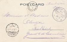 Deutsche Seapost 1907 Gibraltar pc transit Ship Post Office Diekirch Luxembourg