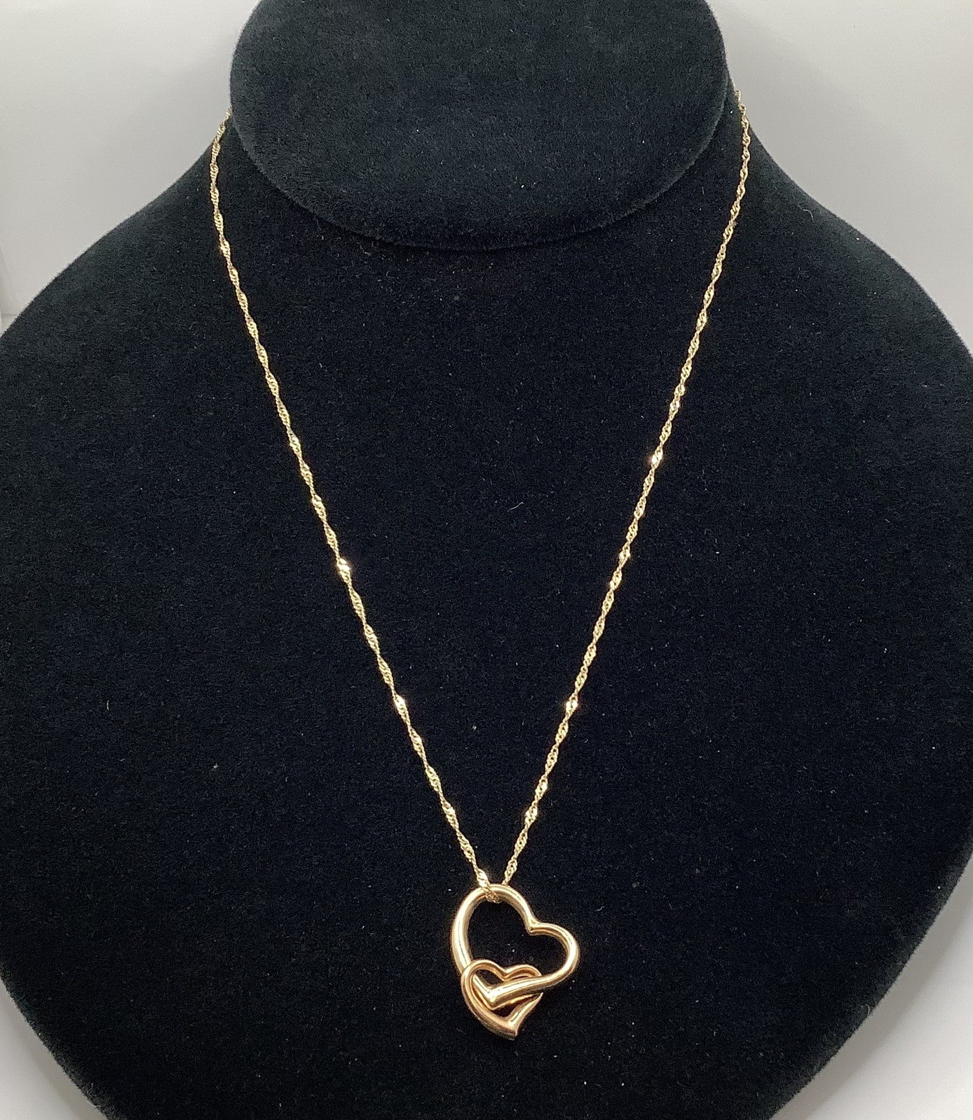 Signed OR 14K  Interlocking Puffy Double Heart Dr… - image 3