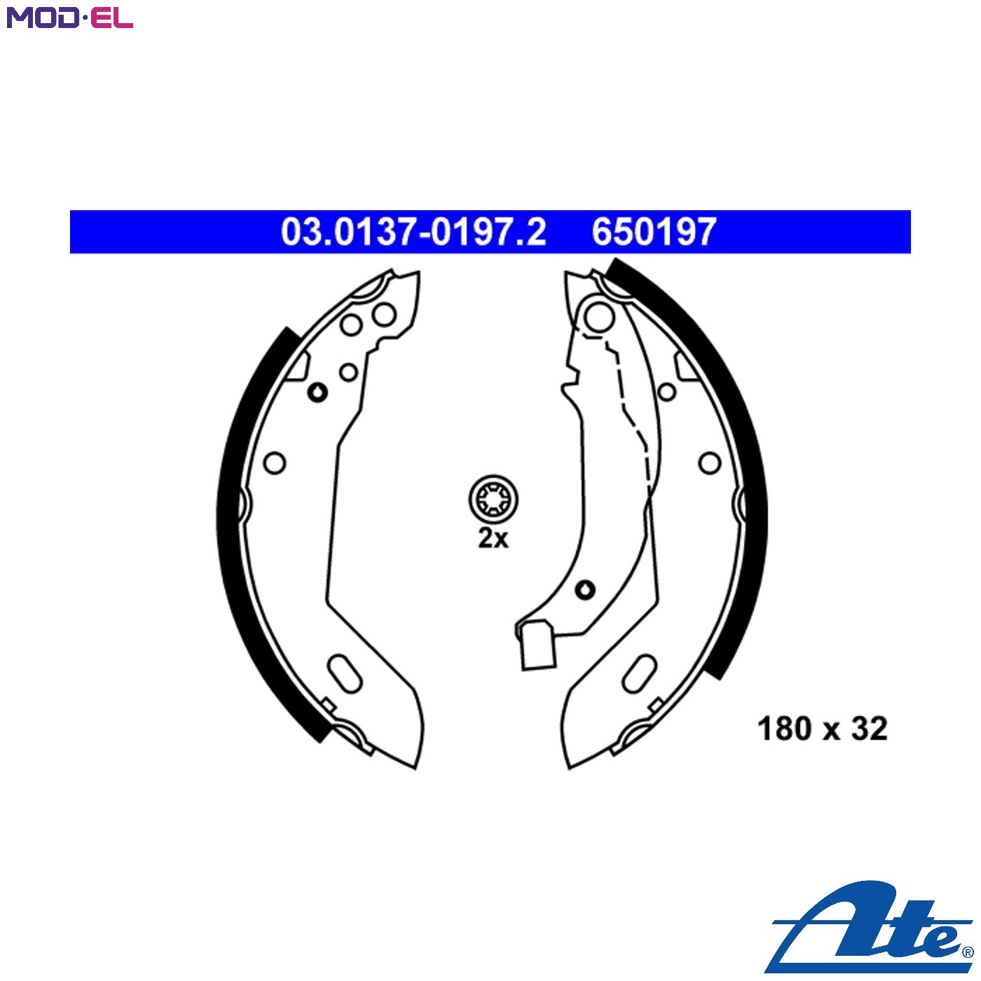 BRAKE SHOE SET 03.0137-0197.2 FOR PEUGEOT 205/Mk/II/�/Convertible/Hatchback 1.4L