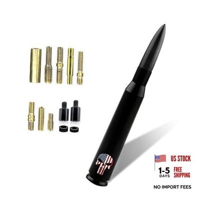 Car Bullet Antenna, Skull American Flag Pattern Truck Bullet 1 PC Black