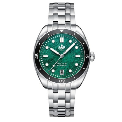 Phoibos EAGLE RAY 200M Stahl Automatik Grün Stein Datum Keramik Herren Uhr