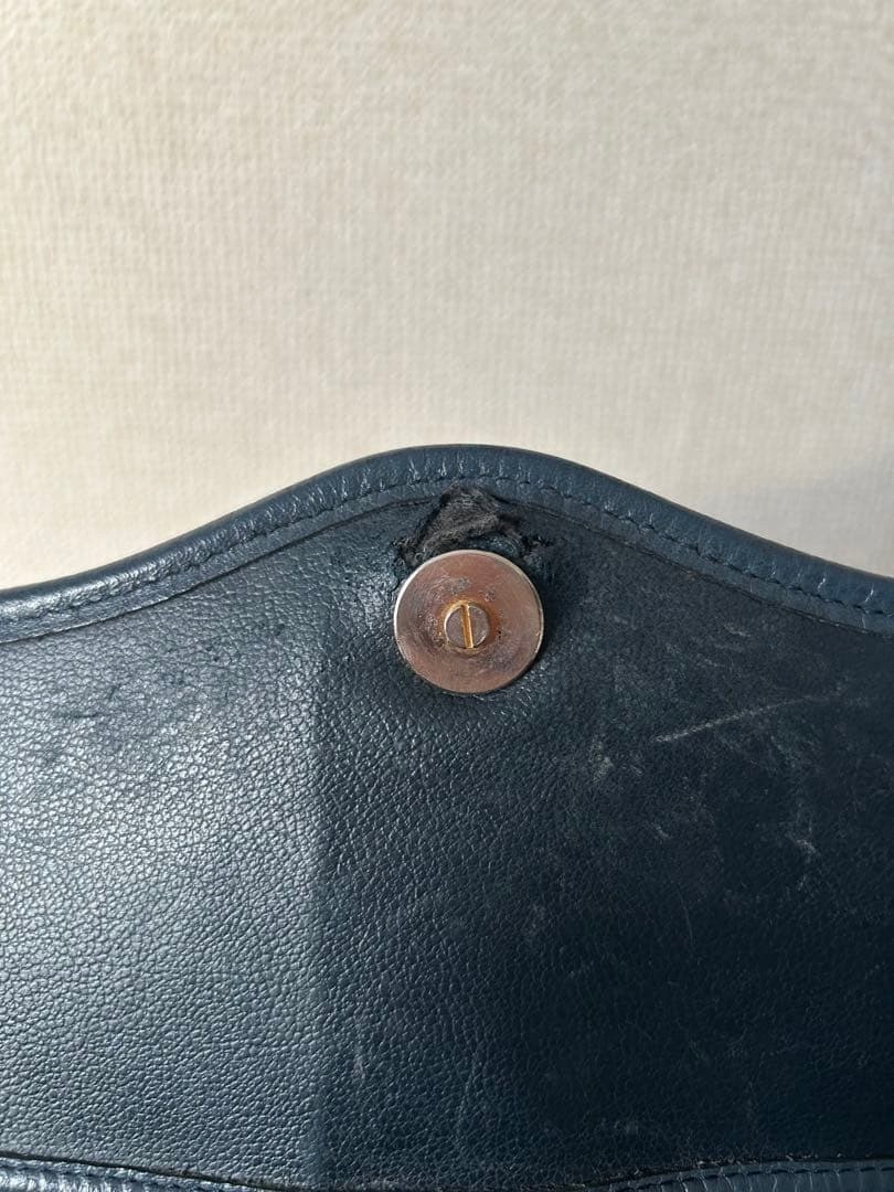 Auth Christian Dior Bag Flap Handbag Vintage Navy Leather Crossbody Women's thumbnail 13