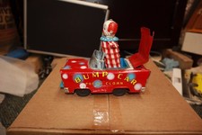 Vintage Japan Tin Friction Bump Car with Pop Up Clown Made in Japan by W Toy