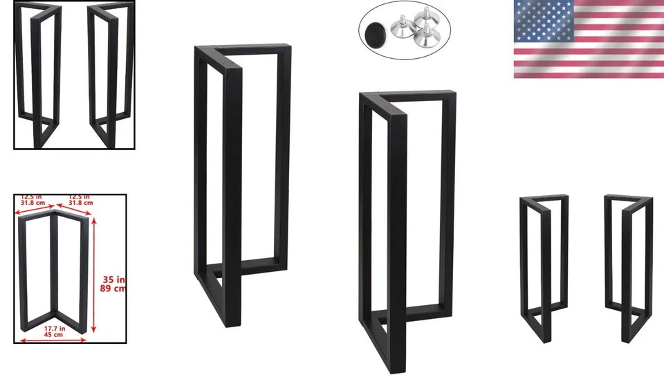 Patas de mesa de metal rústico de 35" de alta resistencia - Ideal para proyectos industriales hágalo usted mismo Foto 2 de 4