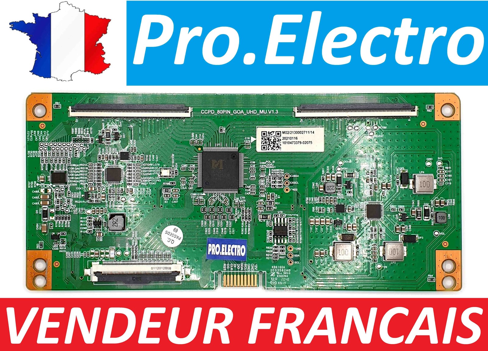Contrôleur de Dalle T-CON Continental Edison CEQLED50SA21 Écran 80 Broches
