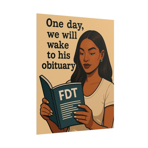 FDT Modern Inspired Protest Sign Poster “One day, we will wake to his obituary” - Picture 40 of 73