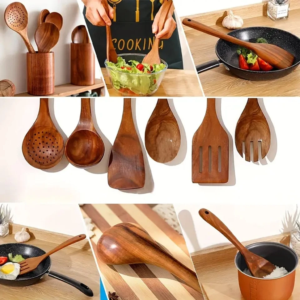 Wooden Kitchen Utensil Set - Natural Cooking Tools - Image 4 of 4