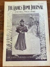 LADIES HOME JOURNAL February 1896 Frank Small Cover, Columbia Bicycles Ad et al.