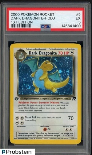 2000 Pokemon Rocket 1st Edition#5 Dark Dragonite Holo PSA 5 EX