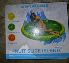 Swimline Water Sports Inflatable Fruit Slice Island Lounger 60" Orange New 