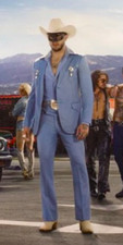 Men's Designer Cowboy blue 2Pc Customized Western Wedding Cocktail Prom Outfit