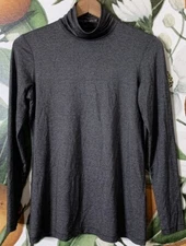 J. McLaughlin XS Charcoal Gray Turtle Neck Viscose Blend Long Sleeve Shirt