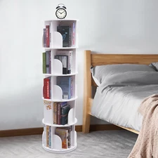 360° Rotating 5 Tiers Bookshelf Bookcase Storage Shelf Freestanding Display Rack