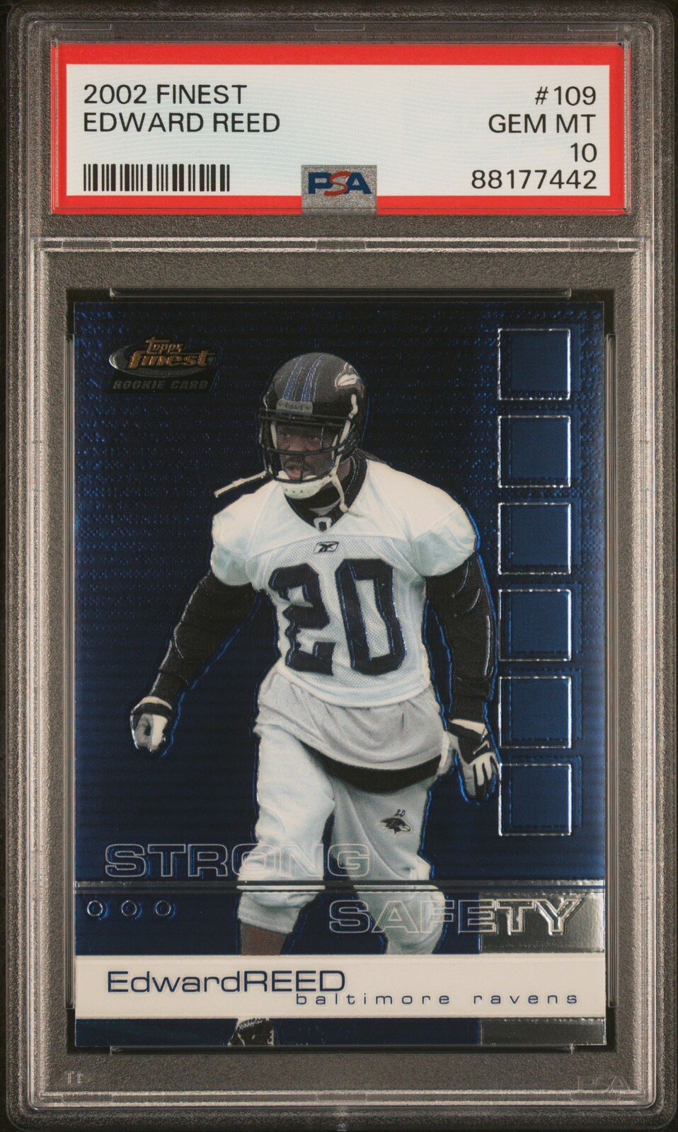 2002 Topps Finest Ed Reed Rookie RC #109 PSA 10 Baltimore Ravens GEM MINT