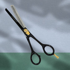 6.5" Premium Black Hair Hair Thinning Shears W/ Tension Knob and Finger Rest