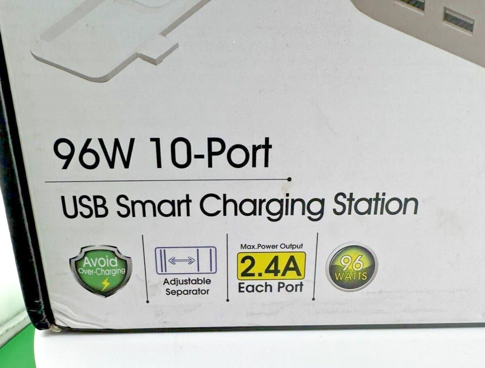 Estación Dispositivo de Carga Inteligente USB Unitek 96w 10 Puertos, NUEVA, ¡ENVÍO GRATUITO! Foto 2 de 4
