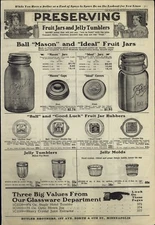 1925 PAPER AD Ball Mason Ideal Fruit Jars Chore Boy Display Glass Kitchen Set 