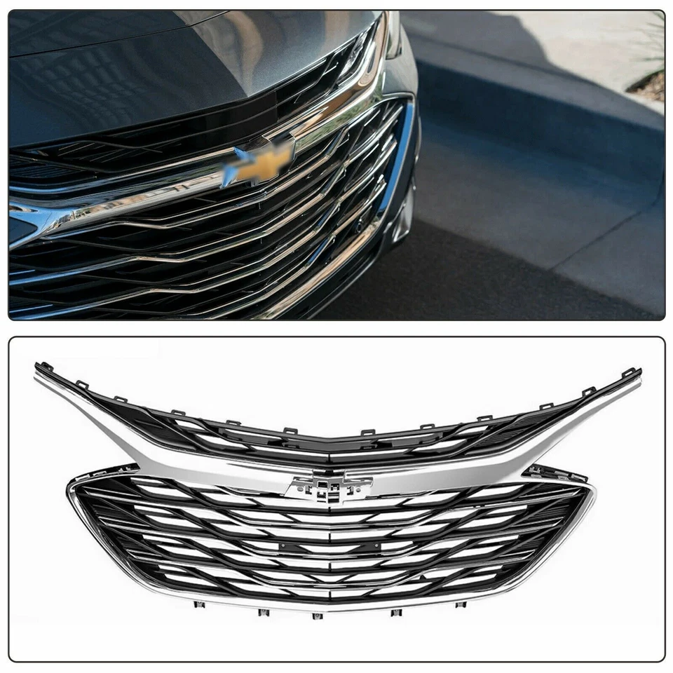Fit Chevrolet Malibu 2019-2024 Front Bumper Upper Lower Grill Grille Chrome 3PCS - Изображение 2 из 4